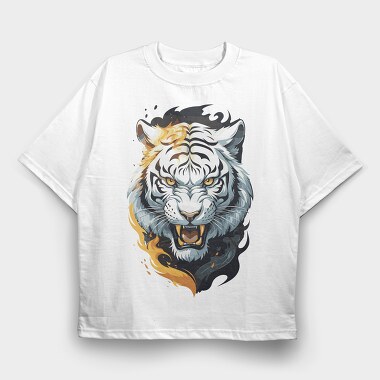 Tiger Fire, Tricou Oversize Barbati (Unisex)