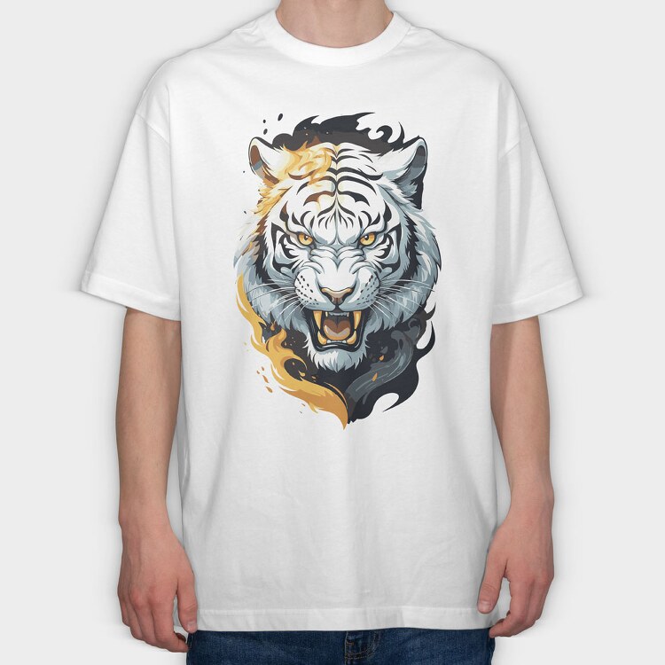 Tiger Fire, Tricou Oversize Barbati (Unisex)