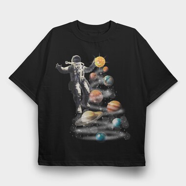 Astronaut Planets Christmas Tree, Tricou Oversize Barbati (Unisex)