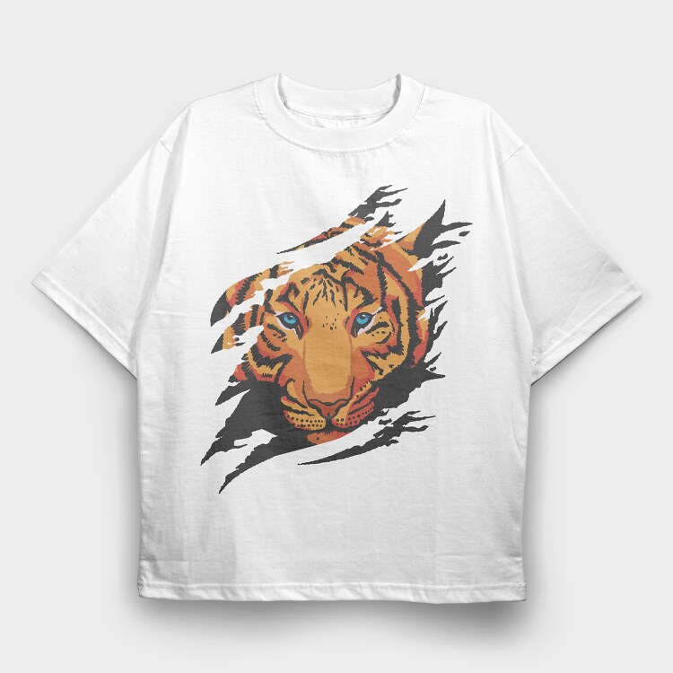 Tiger Ripped, Tricou Oversize Barbati (Unisex)