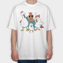Rooster Cartoon Chickens, Tricou Oversize Barbati (Unisex)