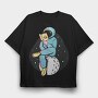 Astronaut Reading moon, Tricou Oversize Barbati (Unisex)
