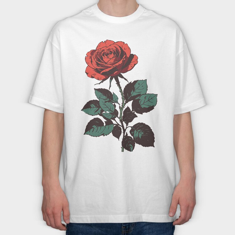 Rose Draw, Tricou Oversize Barbati (Unisex)