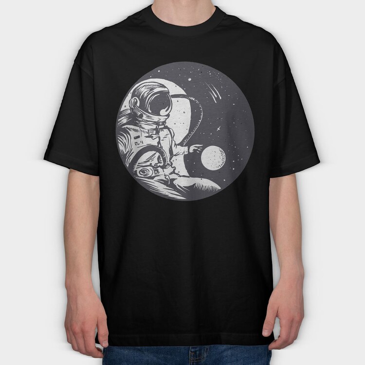 Astronaut Yin Yang, Tricou Oversize Barbati (Unisex)