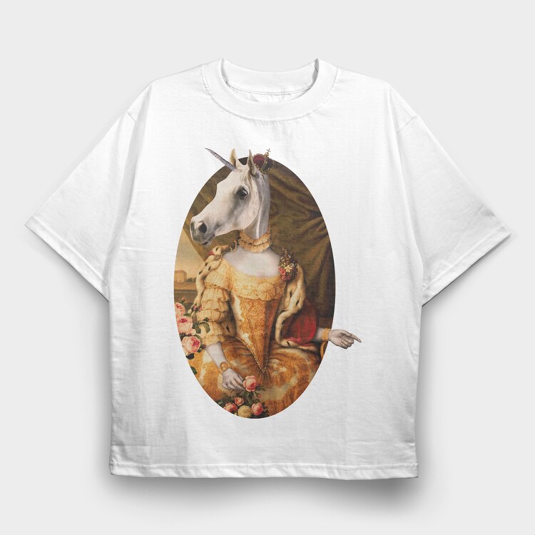 Royal Animals Princess Unicorn, Tricou Oversize Barbati (Unisex)