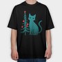 Christmas Cat Flat, Tricou Oversize Barbati (Unisex)