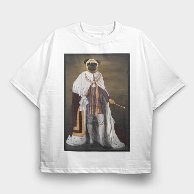 Royalty Pug Painting, Tricou Oversize Barbati (Unisex)