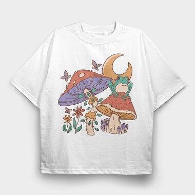 Mushroom Frog Moon, Tricou Oversize Barbati (Unisex)
