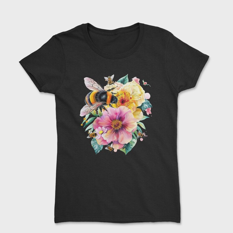Bees Flowers Bouquet, Tricou Femei
