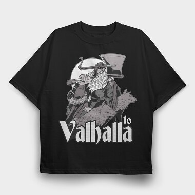 To Valhala Odin Wolves, Tricou Oversize Barbati (Unisex)
