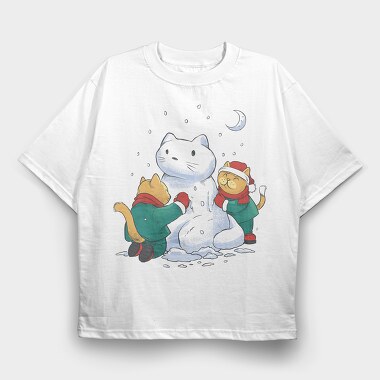 Christmas Cats Snowman, Tricou Oversize Barbati (Unisex)