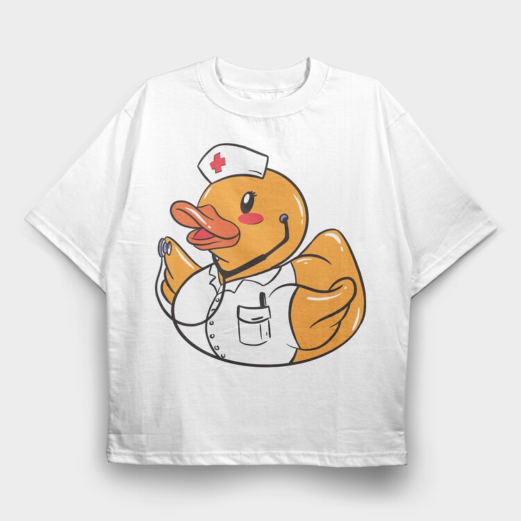 Rubber Duck Nurse, Tricou Oversize Barbati (Unisex)