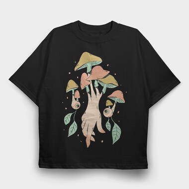 Mushroom Hand, Tricou Oversize Barbati (Unisex)