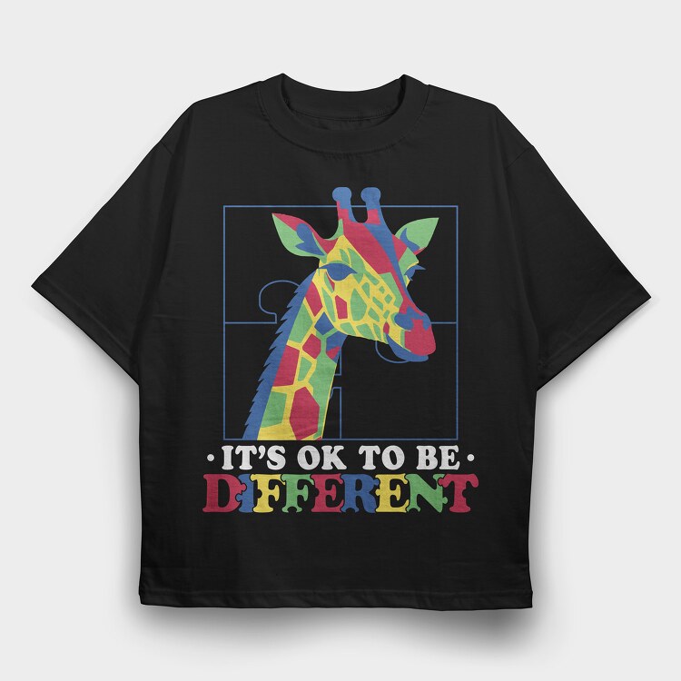 Autism Giraffe, Tricou Oversize Barbati (Unisex)