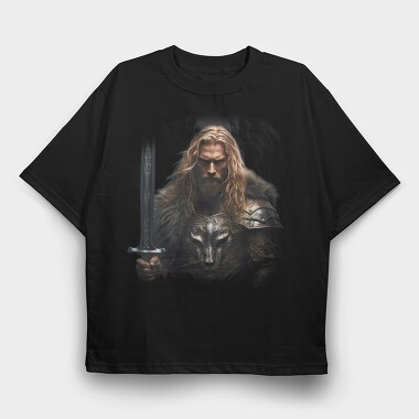 Fantasy Knight Lion, Tricou Oversize Barbati (Unisex)