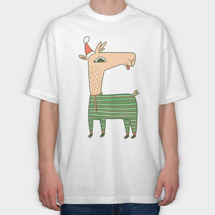 Christmas Llama, Tricou Oversize Barbati (Unisex)