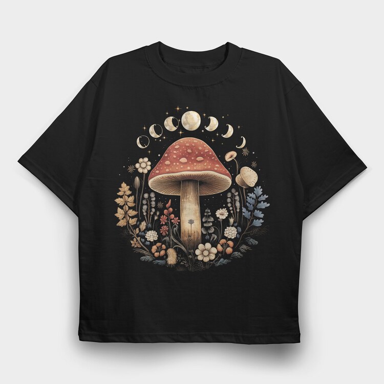 Mushroom Moon Flowers, Tricou Oversize Barbati (Unisex)