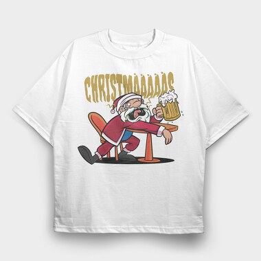 Christmas Santa Beer, Tricou Oversize Barbati (Unisex)