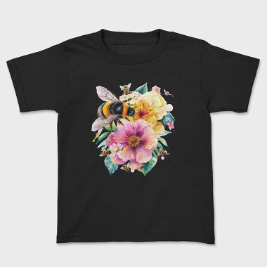 Bees Flowers Bouquet, Tricou Copii