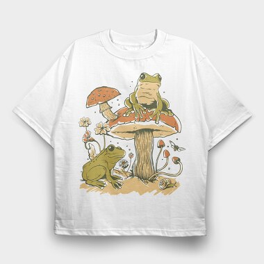 Mushrooms Frogs Nature, Tricou Oversize Barbati (Unisex)