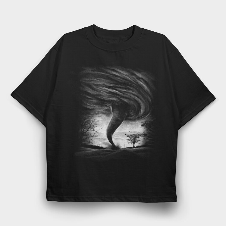 Tornado Monochrome, Tricou Oversize Barbati (Unisex)