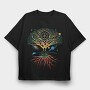 Sacred Geometry Meditating Colorful Magical Tree, Tricou Oversize Barbati (Unisex)