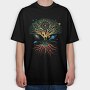 Sacred Geometry Meditating Colorful Magical Tree, Tricou Oversize Barbati (Unisex)