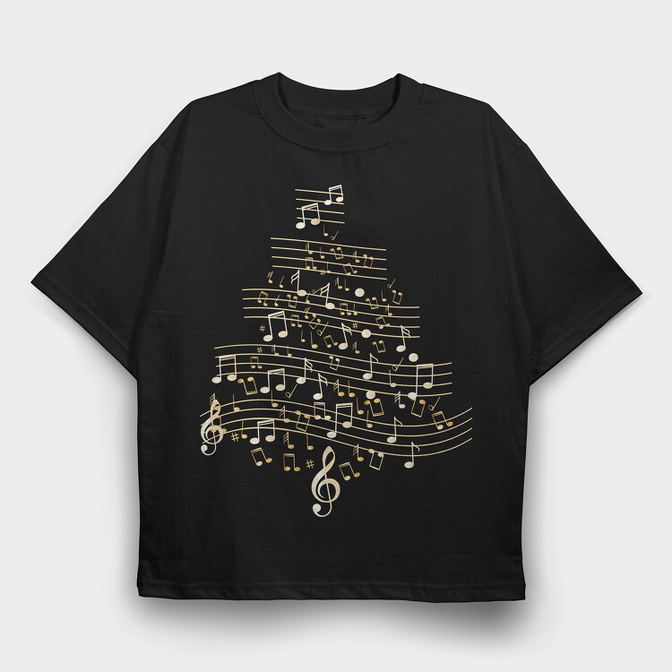 Music Christmas Tree, Tricou Oversize Barbati (Unisex)