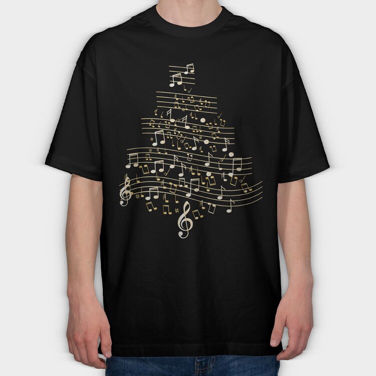 Music Christmas Tree, Tricou Oversize Barbati (Unisex)