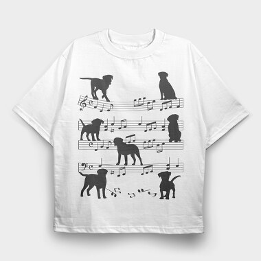 Music Staff Dogs, Tricou Oversize Barbati (Unisex)