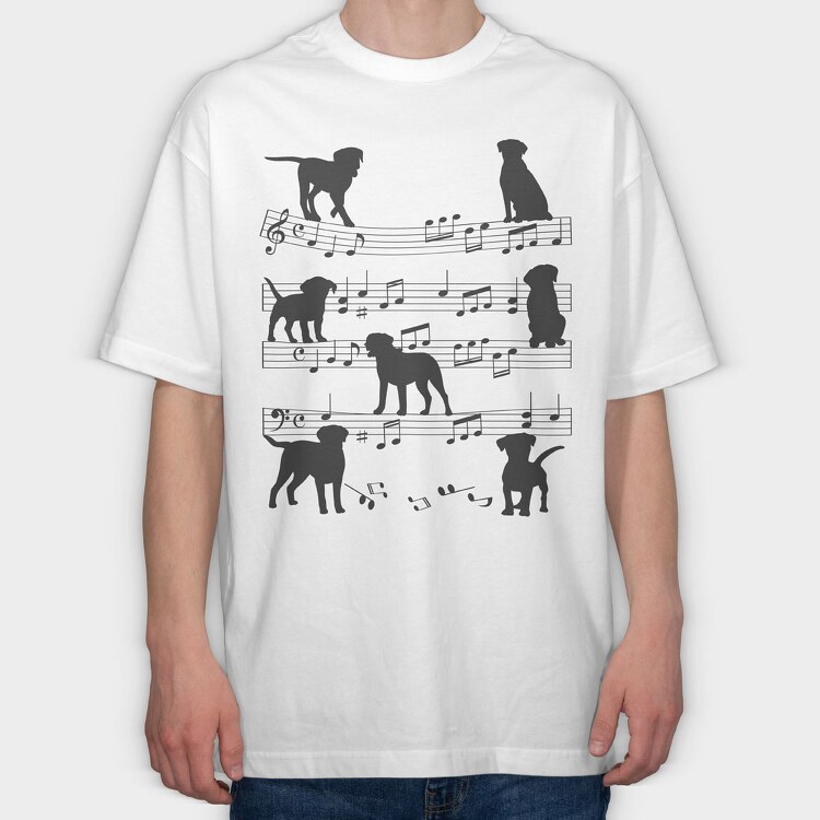Music Staff Dogs, Tricou Oversize Barbati (Unisex)