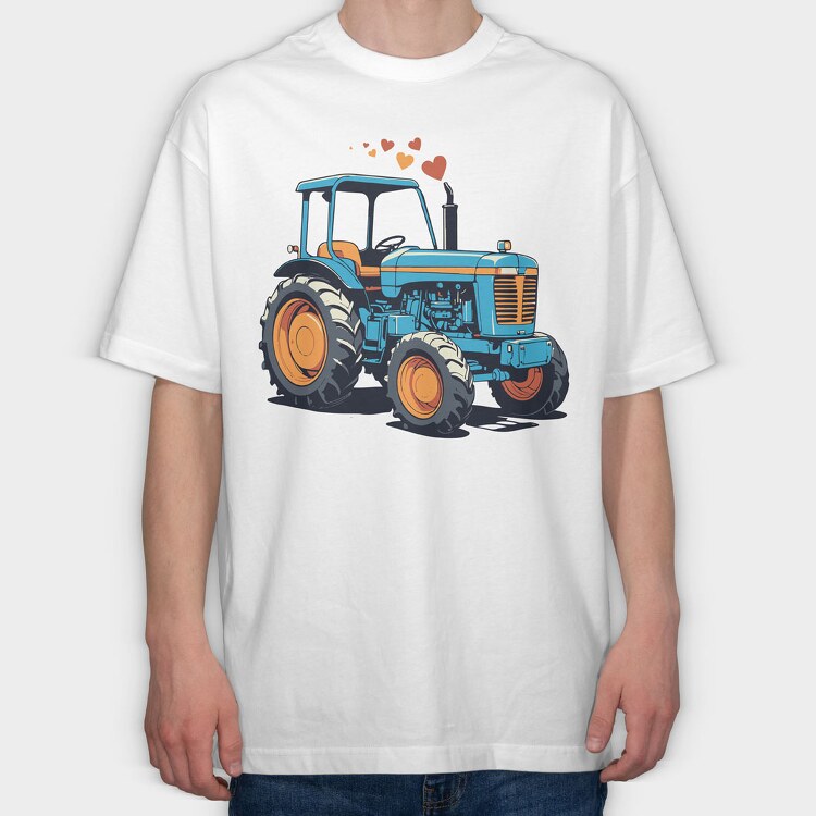 Tractor Cartoon Love, Tricou Oversize Barbati (Unisex)