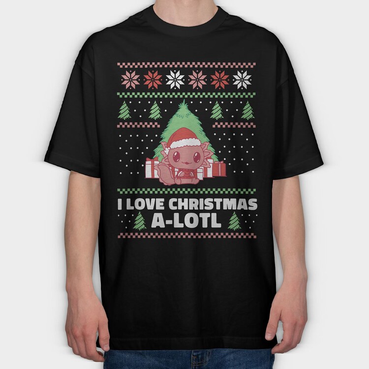 Axolotl Christmas, Tricou Oversize Barbati (Unisex)