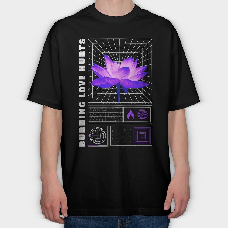 Trap Burning Flower, Tricou Oversize Barbati (Unisex)