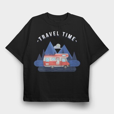 Travel Time Camper, Tricou Oversize Barbati (Unisex)