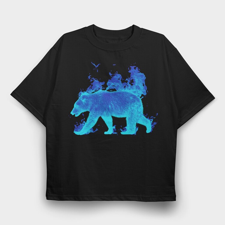 Fire Bear, Tricou Oversize Barbati (Unisex)