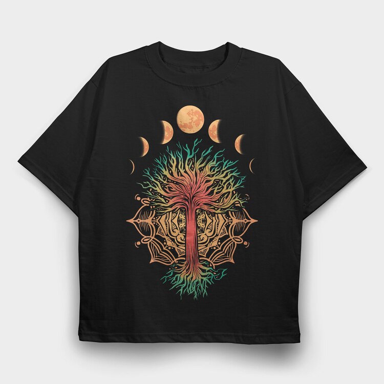 Tree Moonphases, Tricou Oversize Barbati (Unisex)