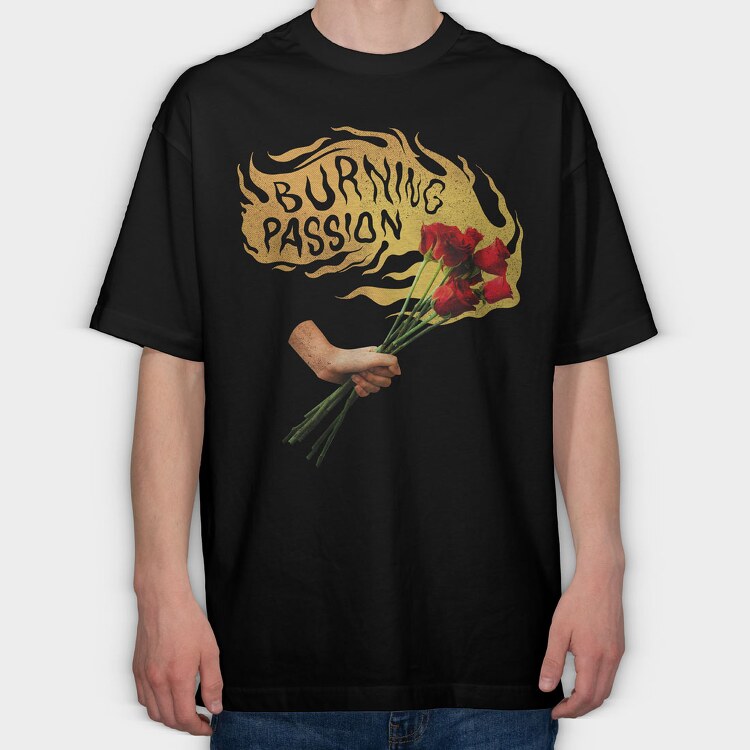 Fire Burning With Passion Flowers, Tricou Oversize Barbati (Unisex)