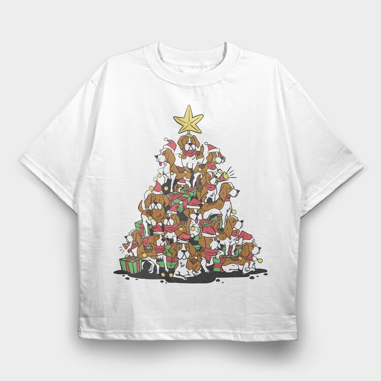 Christmas Tree Beagle, Tricou Oversize Barbati (Unisex)
