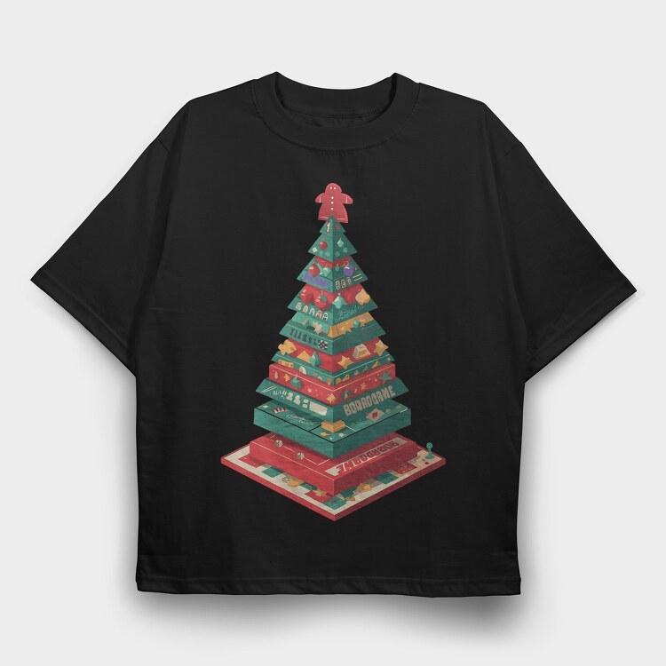 Christmas Tree Boardgames Meeple, Tricou Oversize Barbati (Unisex)