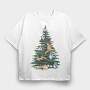 Christmas Tree Cats Realistic, Tricou Oversize Barbati (Unisex)