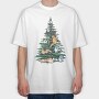 Christmas Tree Cats Realistic, Tricou Oversize Barbati (Unisex)