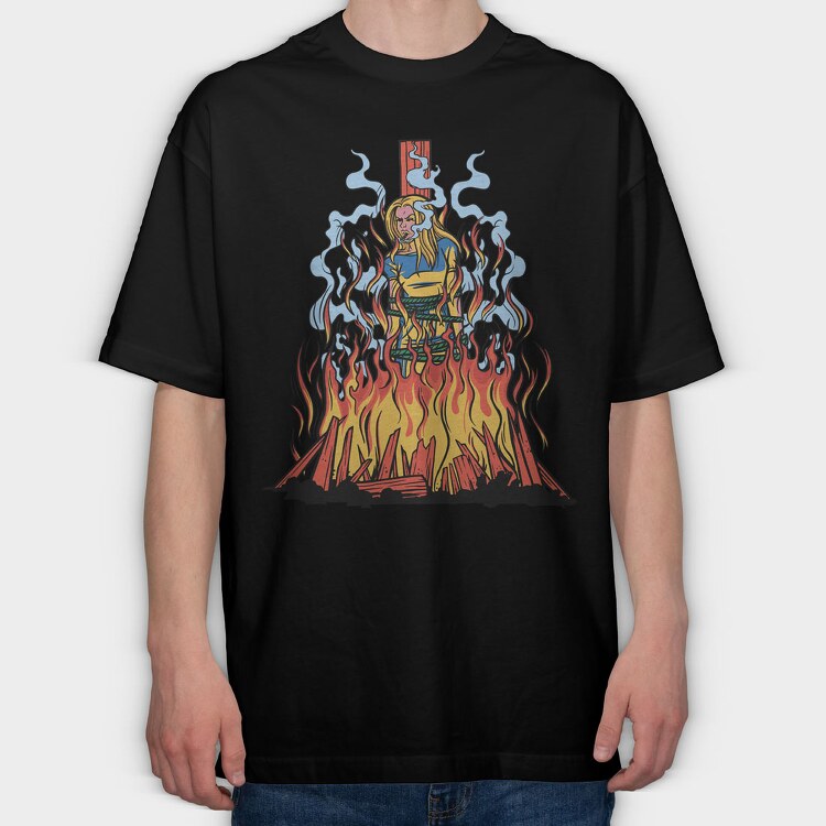 Fire Witch, Tricou Oversize Barbati (Unisex)
