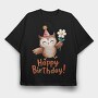 Birthday Owl Flower, Tricou Oversize Barbati (Unisex)