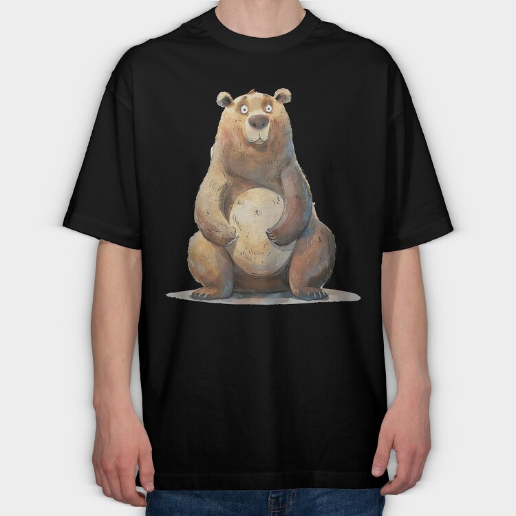 Bear Sitting Wise, Tricou Oversize Barbati (Unisex)