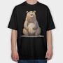 Bear Sitting Wise, Tricou Oversize Barbati (Unisex)