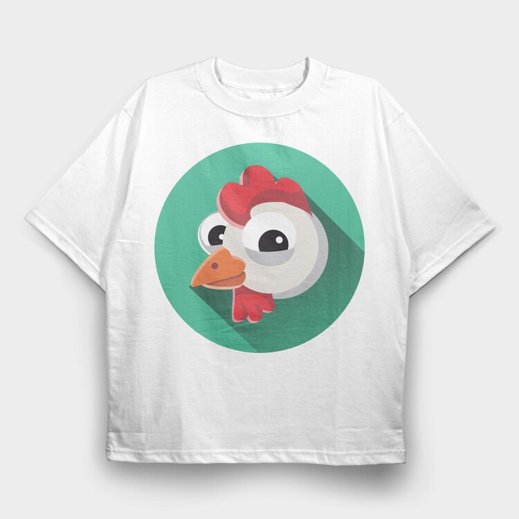 Chicken Icon Art, Tricou Oversize Barbati (Unisex)