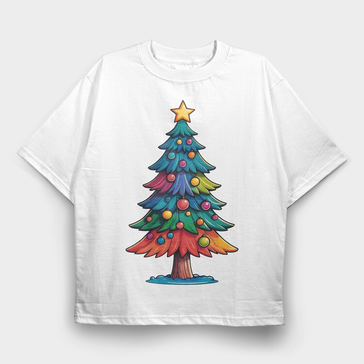 Christmas Tree Color, Tricou Oversize Barbati (Unisex)
