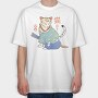 Samurai Cat Traditional, Tricou Oversize Barbati (Unisex)