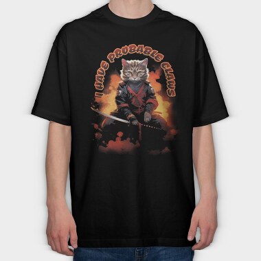 Samurai Cat I Have Probable Claws, Tricou Oversize Barbati (Unisex)